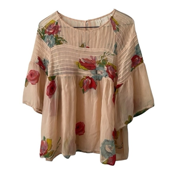 One Fine Day Anthropologie Rayon Tea Rose Semi Sheer Blouse I Size: XS - Picture 2 of 9
